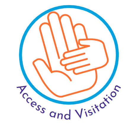 Logo line drawing of large hand with small hand in a circle